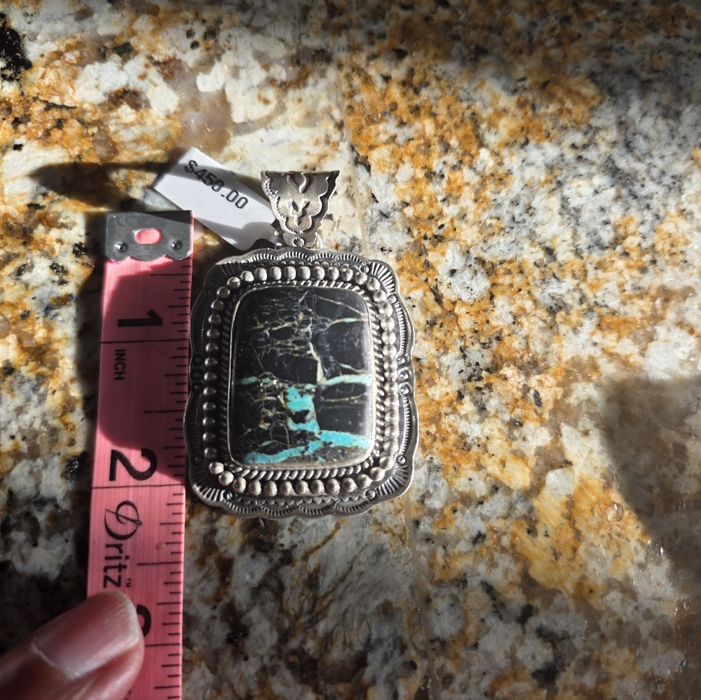 Native MADE BLACK JACK Turquoise PENDANT - Picture 14 of 16